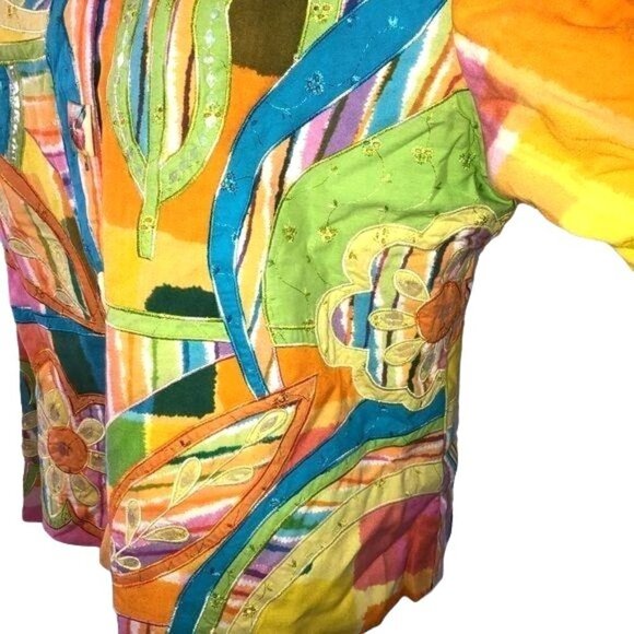 Sandy Starkman Jacket Womens Large L Vintage Art To Wear Rayon Blend Orange - Picture 10 of 12